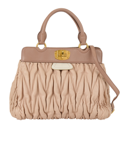 Matelasse Top Handle Bag, Leather, Taupe, 197/B, 2*